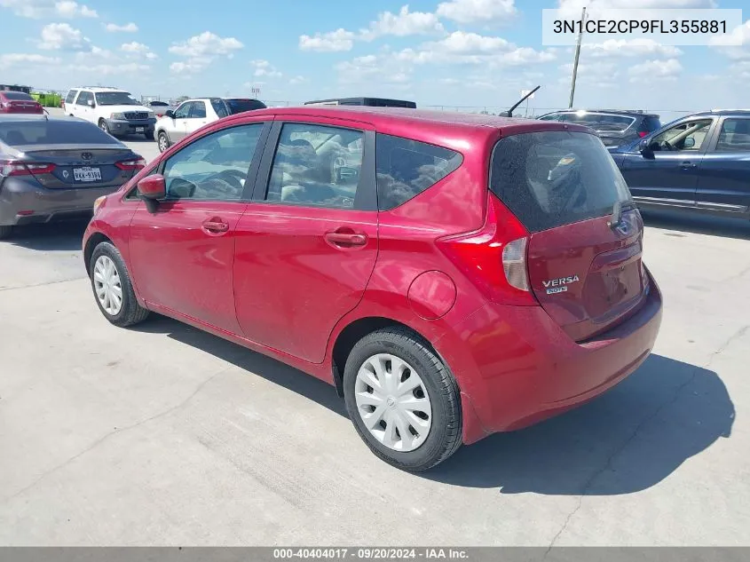 2015 Nissan Versa Note S (Sr)/S Plus/Sl/Sr/Sv VIN: 3N1CE2CP9FL355881 Lot: 40404017