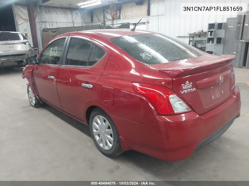 2015 Nissan Versa S/S Plus/Sv/Sl VIN: 3N1CN7AP1FL851659 Lot: 40494078