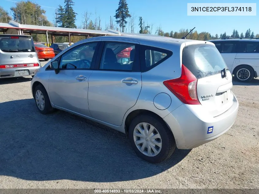 2015 Nissan Versa Note S (Sr)/S Plus/Sl/Sr/Sv VIN: 3N1CE2CP3FL374118 Lot: 40514893