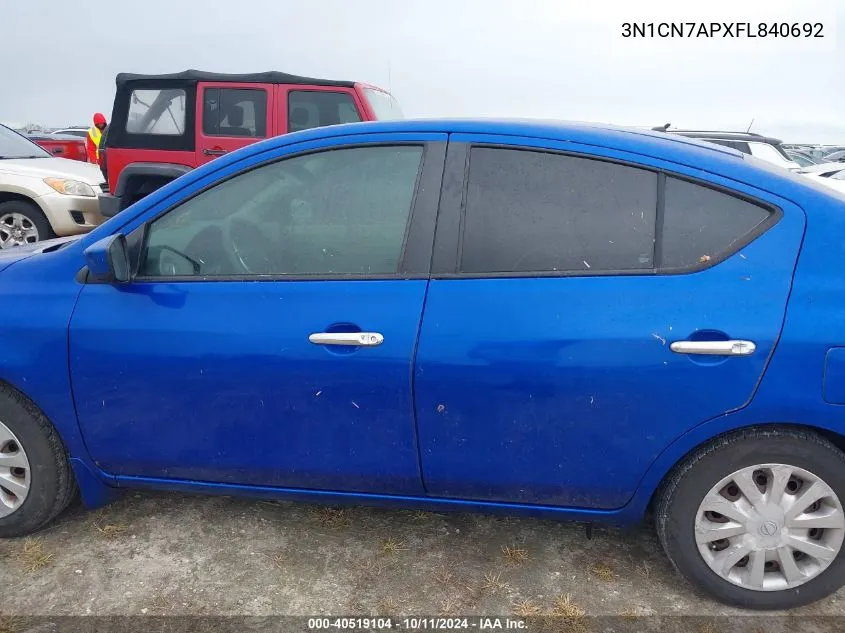 2015 Nissan Versa 1.6 Sv VIN: 3N1CN7APXFL840692 Lot: 40519104