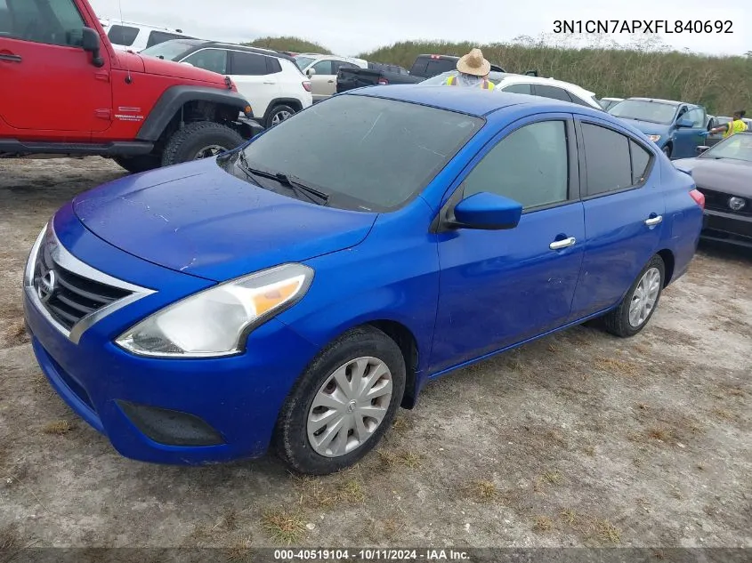 2015 Nissan Versa 1.6 Sv VIN: 3N1CN7APXFL840692 Lot: 40519104