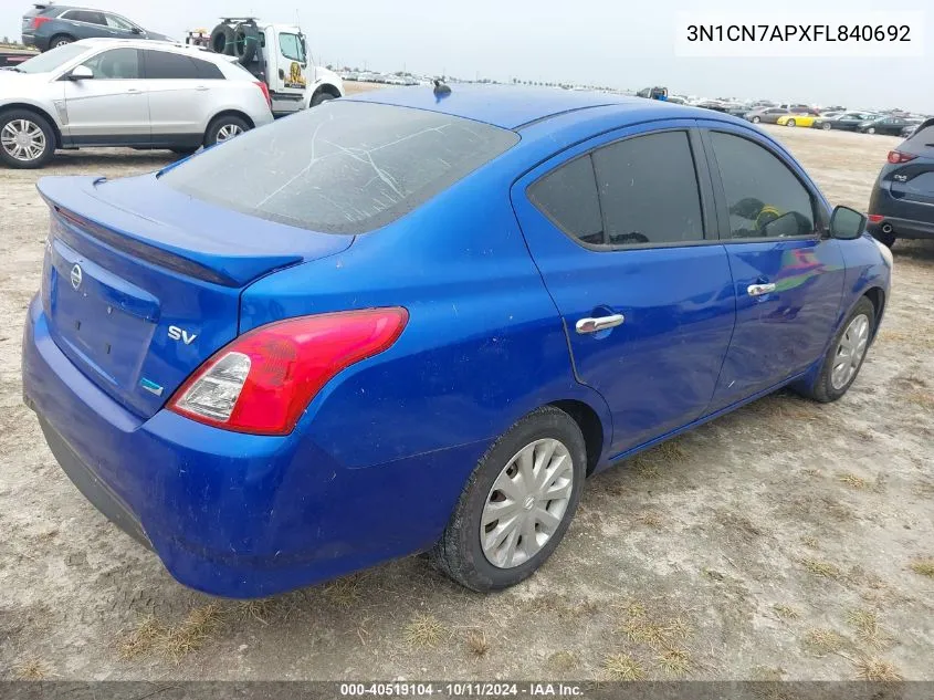 2015 Nissan Versa 1.6 Sv VIN: 3N1CN7APXFL840692 Lot: 40519104