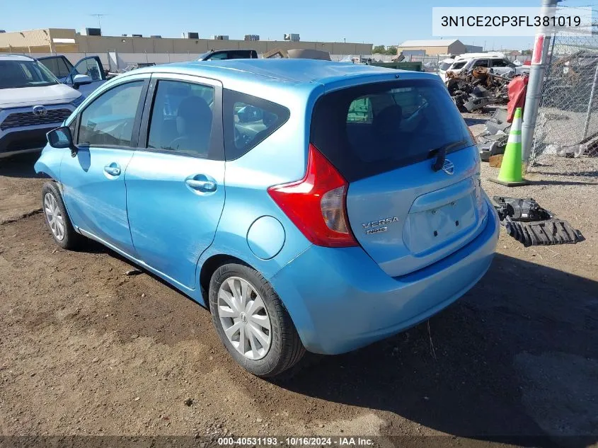 2015 Nissan Versa Note S (Sr)/S Plus/Sl/Sr/Sv VIN: 3N1CE2CP3FL381019 Lot: 40531193