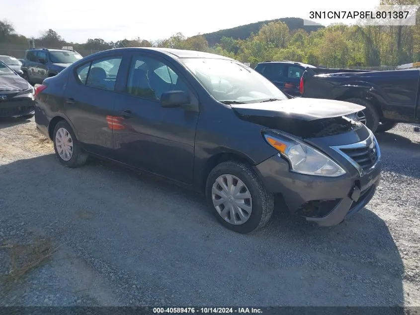 2015 Nissan Versa 1.6 S VIN: 3N1CN7AP8FL801387 Lot: 40589476