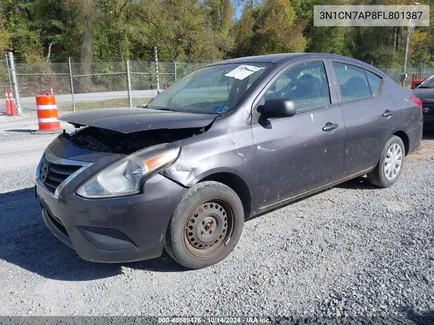 2015 Nissan Versa 1.6 S VIN: 3N1CN7AP8FL801387 Lot: 40589476