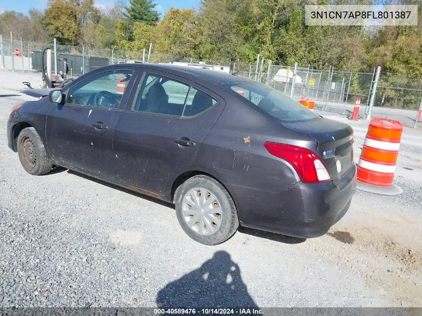 2015 Nissan Versa 1.6 S VIN: 3N1CN7AP8FL801387 Lot: 40589476