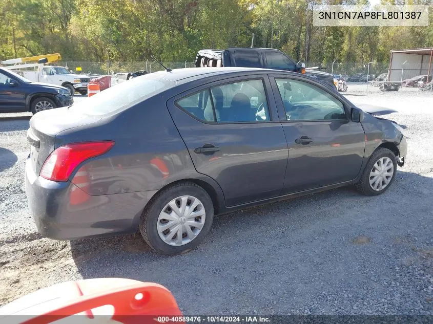 2015 Nissan Versa 1.6 S VIN: 3N1CN7AP8FL801387 Lot: 40589476