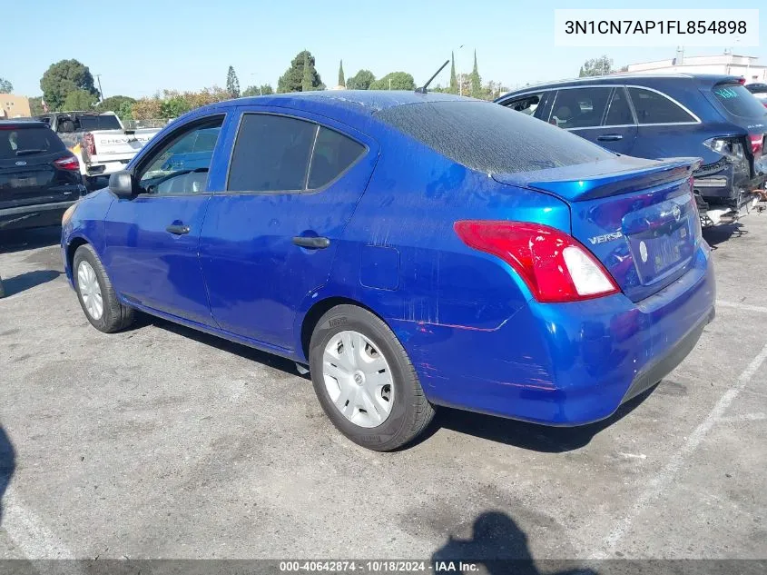 2015 Nissan Versa 1.6 S+ VIN: 3N1CN7AP1FL854898 Lot: 40642874