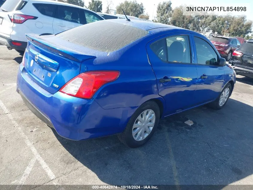 2015 Nissan Versa 1.6 S+ VIN: 3N1CN7AP1FL854898 Lot: 40642874