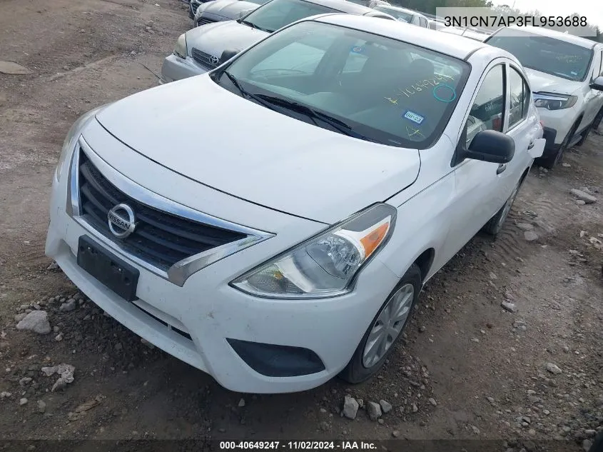 2015 Nissan Versa 1.6 S+ VIN: 3N1CN7AP3FL953688 Lot: 40649247