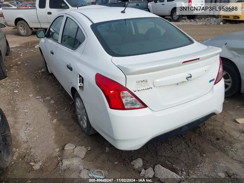 2015 Nissan Versa 1.6 S+ VIN: 3N1CN7AP3FL953688 Lot: 40649247