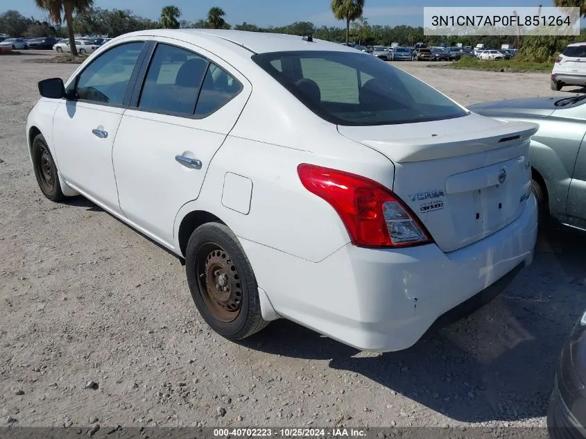 2015 Nissan Versa 1.6 S/1.6 S+/1.6 Sl/1.6 Sv VIN: 3N1CN7AP0FL851264 Lot: 40702223