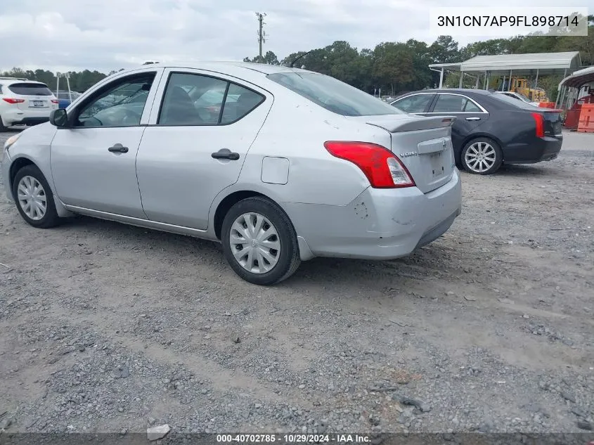 2015 Nissan Versa 1.6 S+ VIN: 3N1CN7AP9FL898714 Lot: 40702785