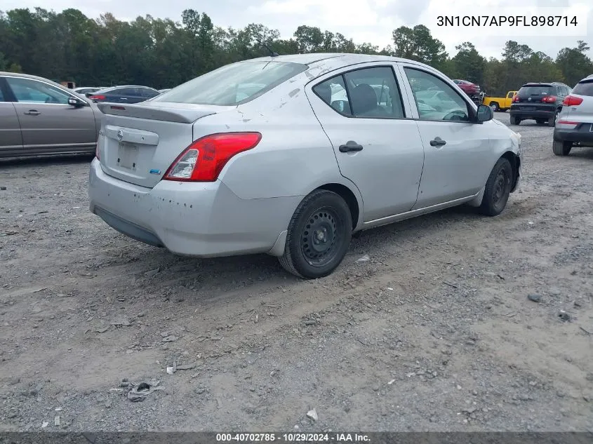 2015 Nissan Versa 1.6 S+ VIN: 3N1CN7AP9FL898714 Lot: 40702785