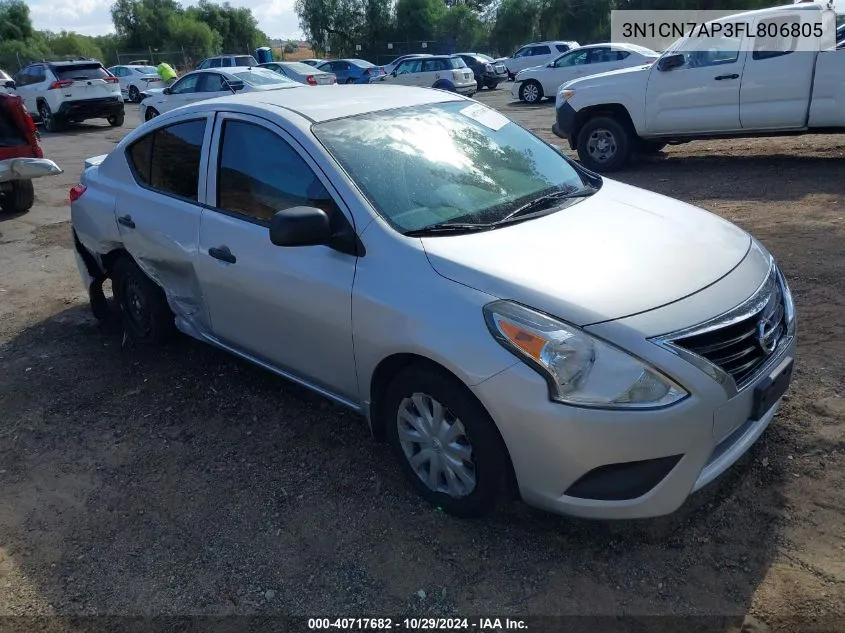 2015 Nissan Versa 1.6 S+ VIN: 3N1CN7AP3FL806805 Lot: 40717682