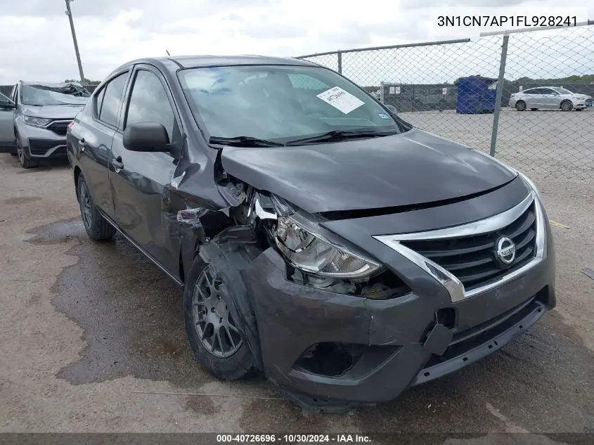 2015 Nissan Versa 1.6 S+ VIN: 3N1CN7AP1FL928241 Lot: 40726696