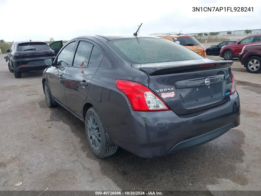 2015 Nissan Versa 1.6 S+ VIN: 3N1CN7AP1FL928241 Lot: 40726696