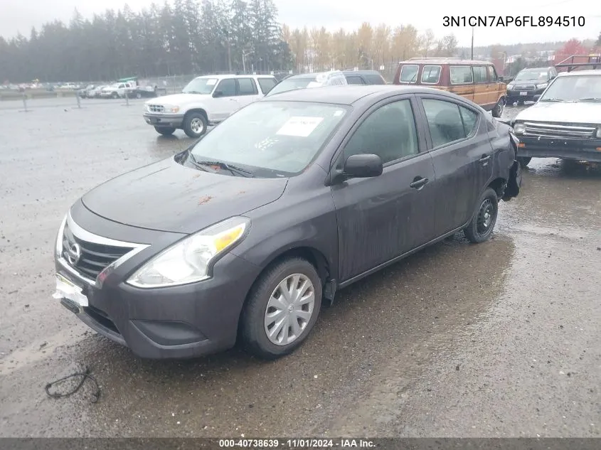 2015 Nissan Versa 1.6 S+ VIN: 3N1CN7AP6FL894510 Lot: 40738639