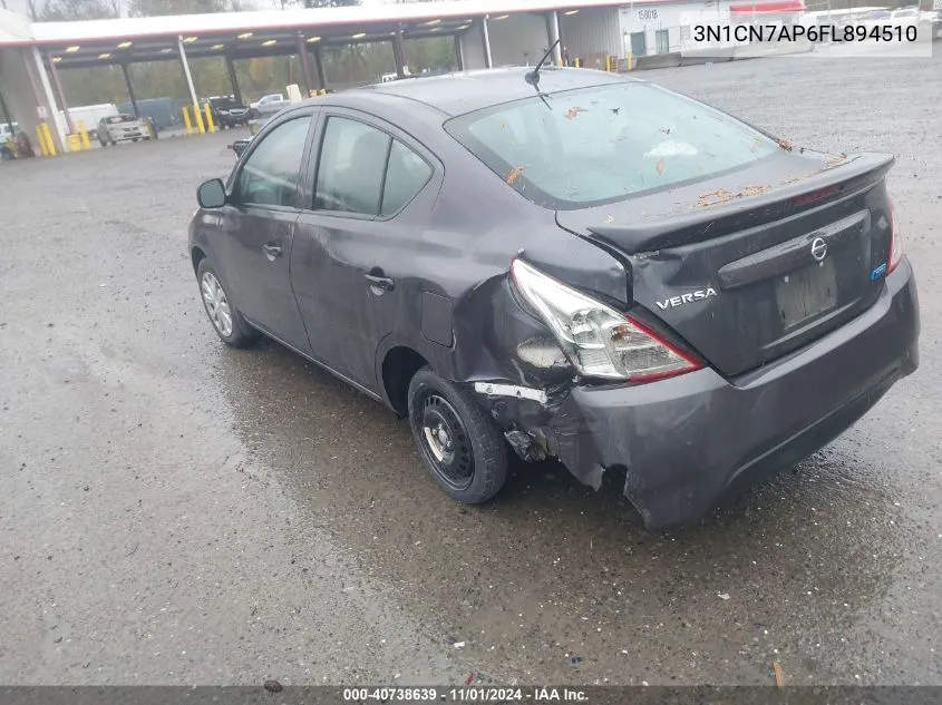 2015 Nissan Versa 1.6 S+ VIN: 3N1CN7AP6FL894510 Lot: 40738639