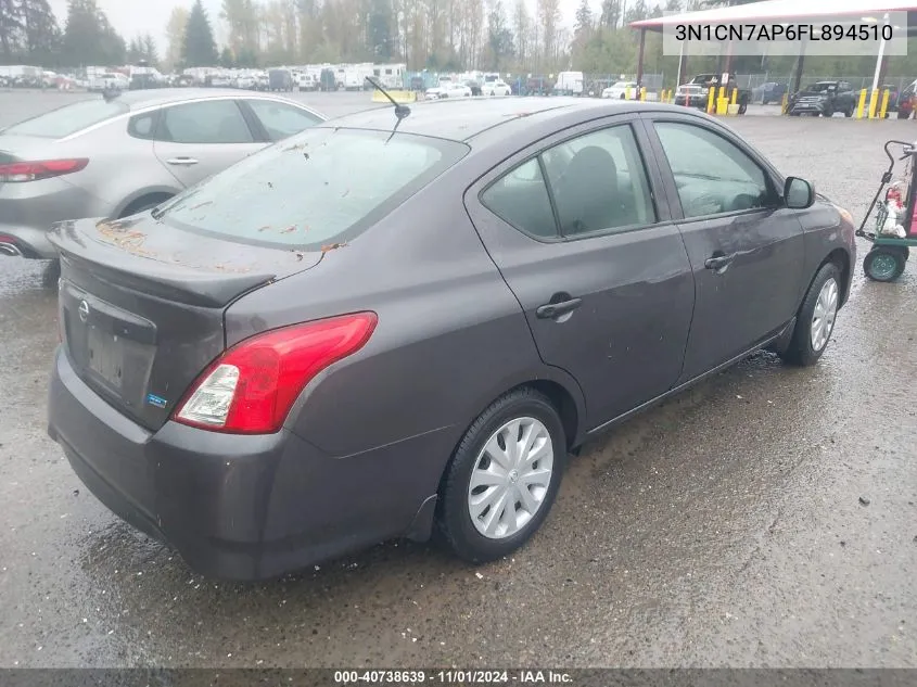 2015 Nissan Versa 1.6 S+ VIN: 3N1CN7AP6FL894510 Lot: 40738639