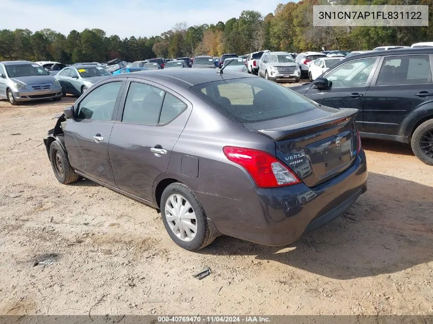 2015 Nissan Versa S/S Plus/Sv/Sl VIN: 3N1CN7AP1FL831122 Lot: 40769470