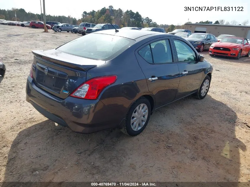 2015 Nissan Versa S/S Plus/Sv/Sl VIN: 3N1CN7AP1FL831122 Lot: 40769470