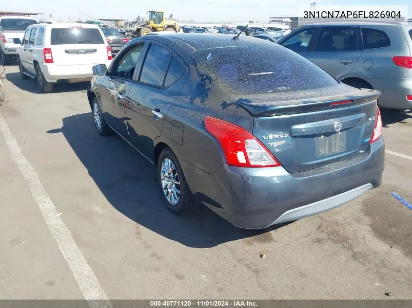 2015 Nissan Versa 1.6 S/1.6 S+/1.6 Sl/1.6 Sv VIN: 3N1CN7AP6FL826904 Lot: 40771120