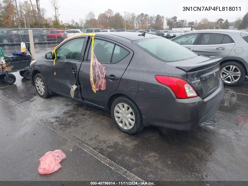 2015 Nissan Versa 1.6 S+ VIN: 3N1CN7AP4FL818011 Lot: 40796014