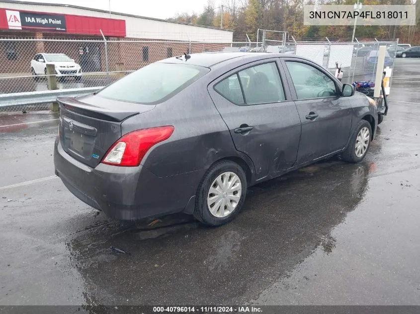 2015 Nissan Versa 1.6 S+ VIN: 3N1CN7AP4FL818011 Lot: 40796014