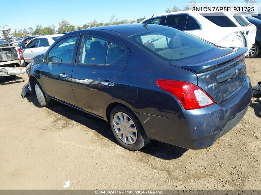 3N1CN7AP5FL931725 2015 Nissan Versa 1.6 Sv