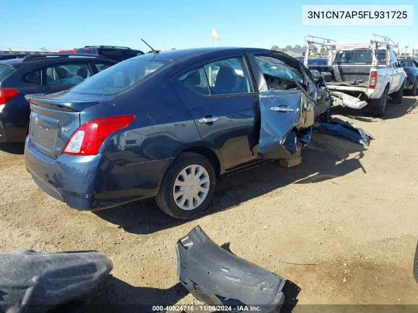 3N1CN7AP5FL931725 2015 Nissan Versa 1.6 Sv