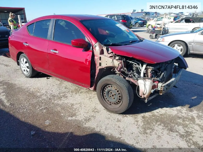 2015 Nissan Versa 1.6 S/1.6 S+/1.6 Sl/1.6 Sv VIN: 3N1CN7AP4FL814346 Lot: 40828843