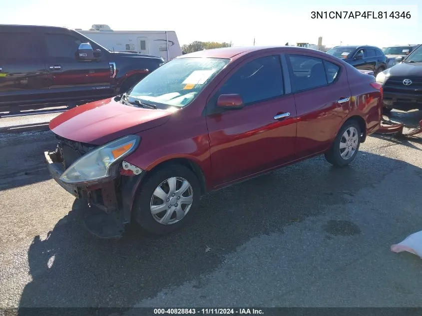 2015 Nissan Versa 1.6 S/1.6 S+/1.6 Sl/1.6 Sv VIN: 3N1CN7AP4FL814346 Lot: 40828843