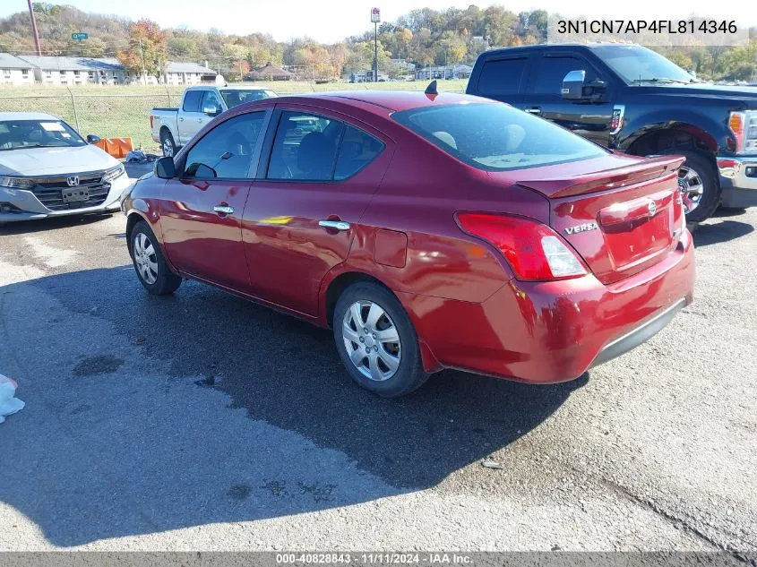 2015 Nissan Versa 1.6 S/1.6 S+/1.6 Sl/1.6 Sv VIN: 3N1CN7AP4FL814346 Lot: 40828843