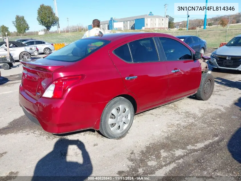 2015 Nissan Versa 1.6 S/1.6 S+/1.6 Sl/1.6 Sv VIN: 3N1CN7AP4FL814346 Lot: 40828843