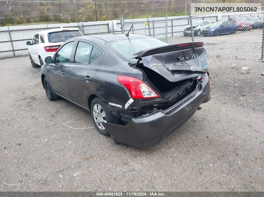 2015 Nissan Versa 1.6 S+ VIN: 3N1CN7AP0FL805062 Lot: 40901925