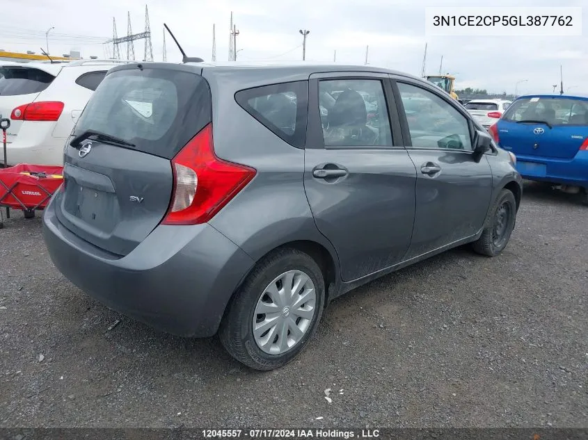 2016 Nissan Versa Note VIN: 3N1CE2CP5GL387762 Lot: 12045557