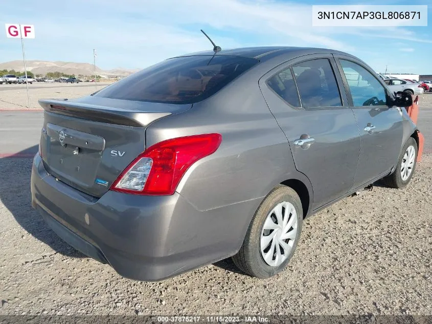 3N1CN7AP3GL806871 2016 Nissan Versa 1.6 S/1.6 S+/1.6 Sl/1.6 Sv