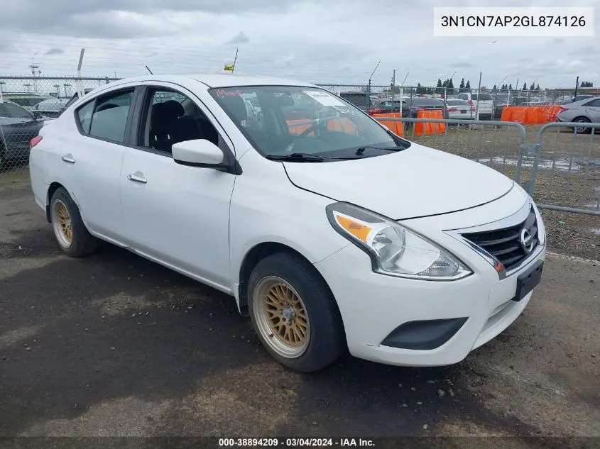 2016 Nissan Versa 1.6 Sv VIN: 3N1CN7AP2GL874126 Lot: 38894209