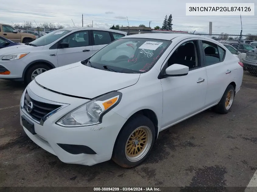 2016 Nissan Versa 1.6 Sv VIN: 3N1CN7AP2GL874126 Lot: 38894209