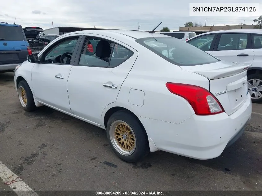 2016 Nissan Versa 1.6 Sv VIN: 3N1CN7AP2GL874126 Lot: 38894209