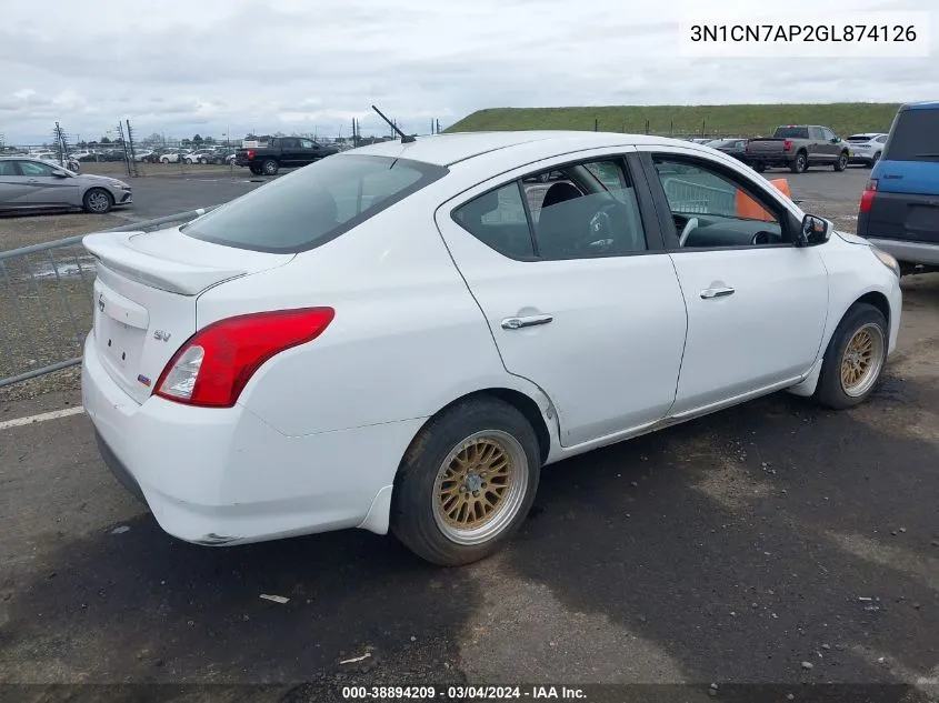 2016 Nissan Versa 1.6 Sv VIN: 3N1CN7AP2GL874126 Lot: 38894209