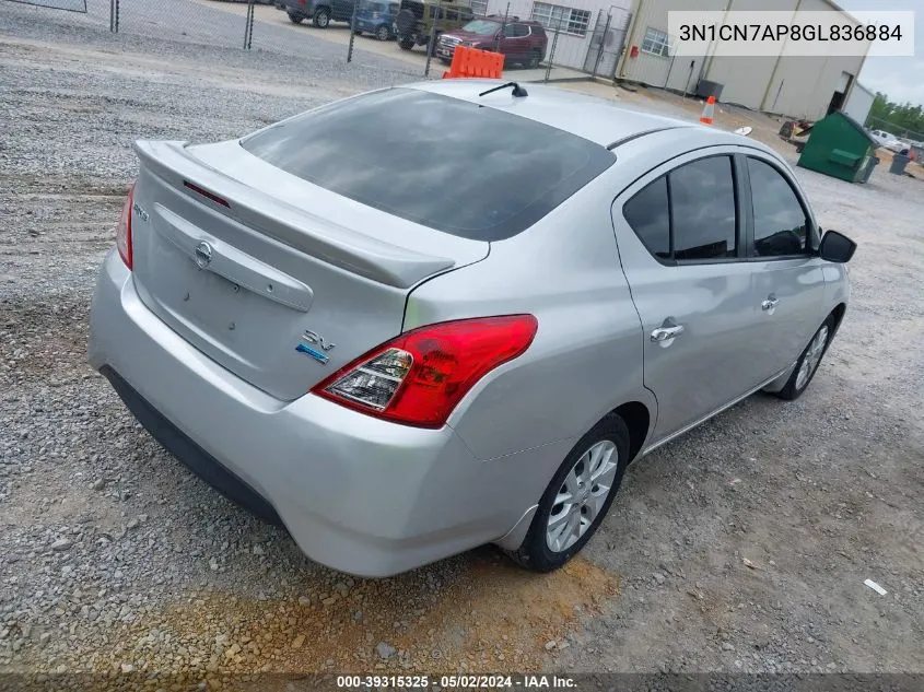 3N1CN7AP8GL836884 2016 Nissan Versa 1.6 Sv