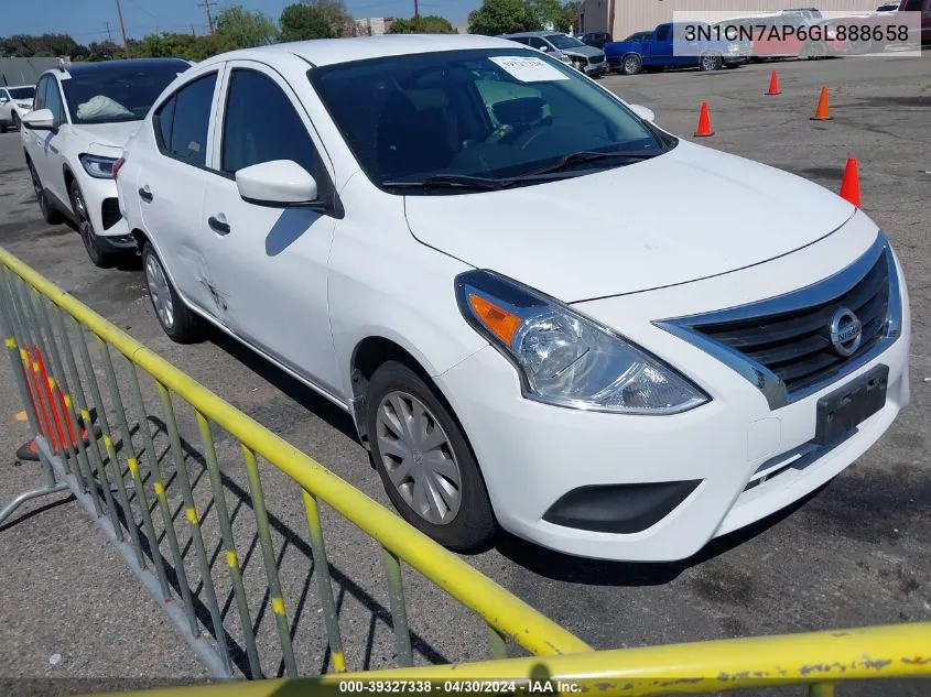 2016 Nissan Versa 1.6 S+ VIN: 3N1CN7AP6GL888658 Lot: 39327338