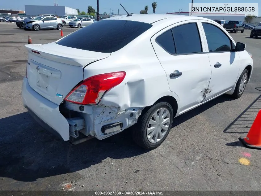 2016 Nissan Versa 1.6 S+ VIN: 3N1CN7AP6GL888658 Lot: 39327338