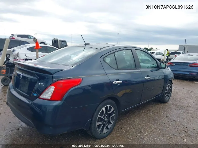 2016 Nissan Versa 1.6 Sl VIN: 3N1CN7AP8GL891626 Lot: 39342591