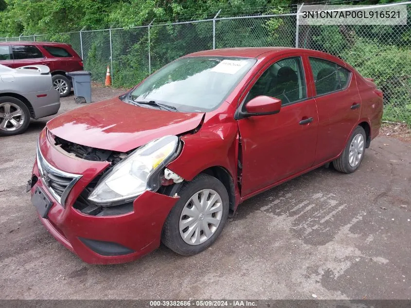 2016 Nissan Versa 1.6 S+ VIN: 3N1CN7AP0GL916521 Lot: 39382686