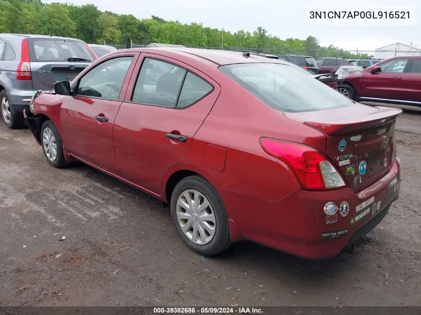 3N1CN7AP0GL916521 2016 Nissan Versa 1.6 S+