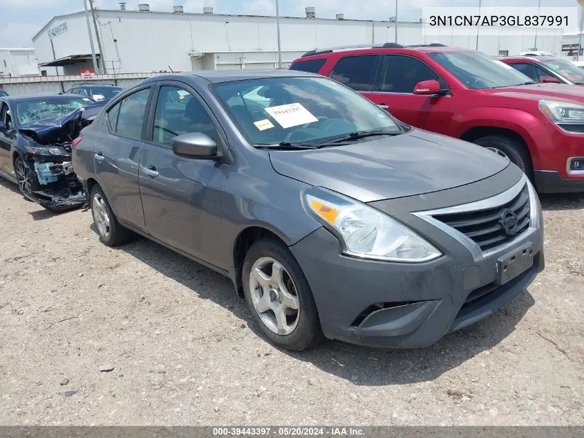 2016 Nissan Versa 1.6 Sv VIN: 3N1CN7AP3GL837991 Lot: 39443397