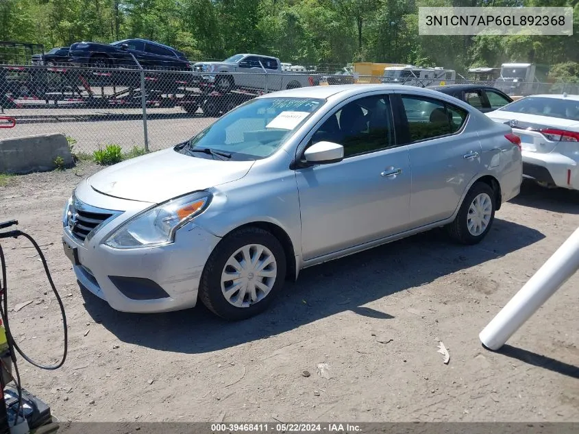 2016 Nissan Versa 1.6 Sv VIN: 3N1CN7AP6GL892368 Lot: 39468411